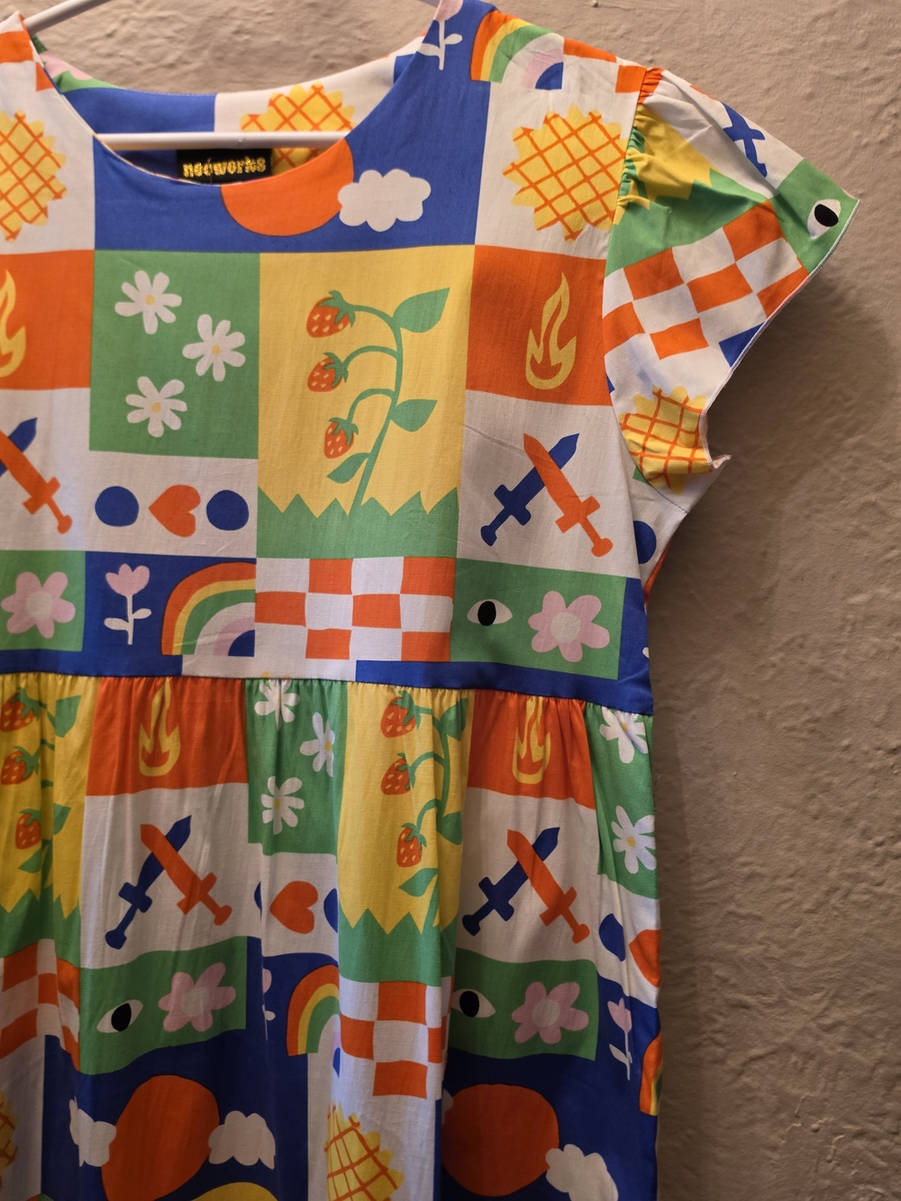 NWT Nooworks Frida Dress Ève Gentilhomme Colorful Patchwork Cotton Large - Picture 12 of 16